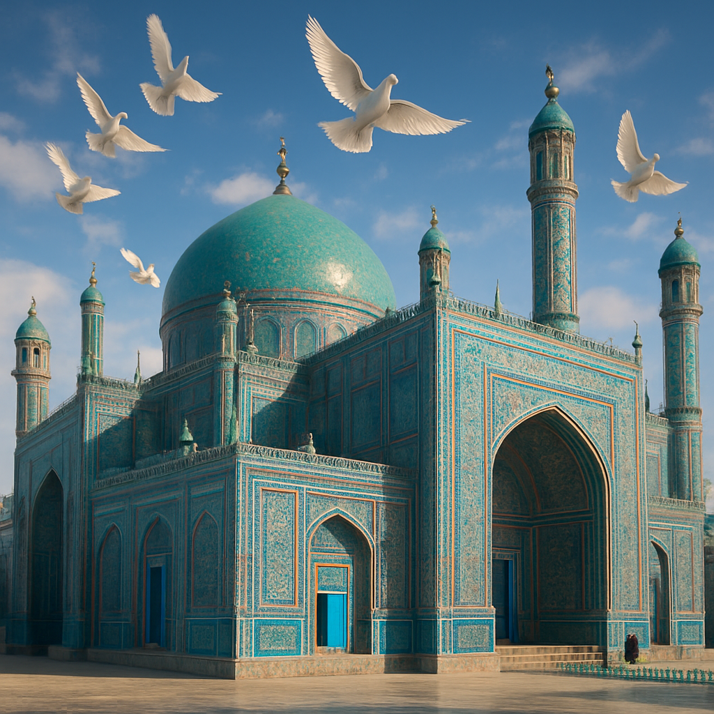 Blue Mosque with doves